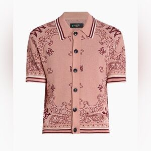 Amiri Bandana Jacquard Polo Cardigan